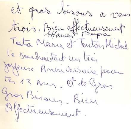 Lettre de PapiMamie, août 1988