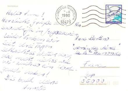 Lettre de Annette, juin 1990
