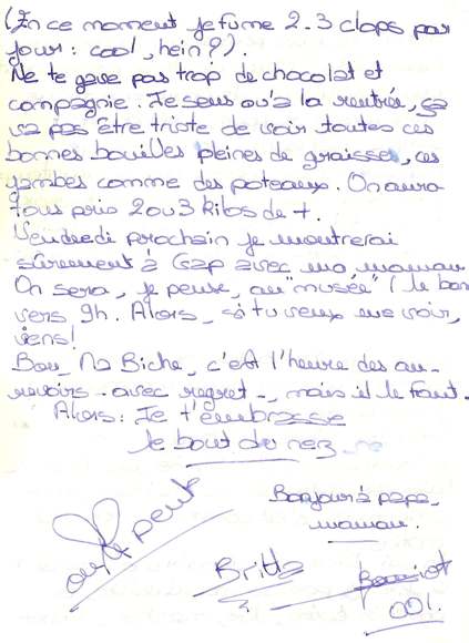 Lettre de Britta, décembre 1990