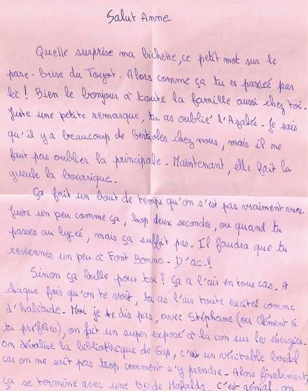 Lettre de Annie, février 1991