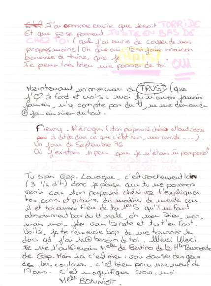 Lettre de Britta, janvier 1992