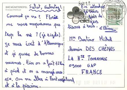 Lettre de Ellina, juillet 1993