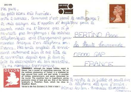 Lettre de Sandrine, juillet 1993