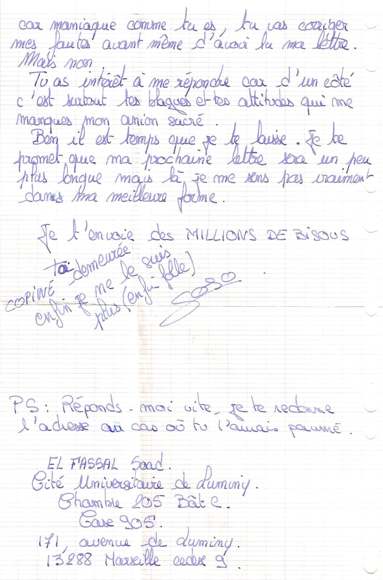 Lettre de Soad, septembre 1993