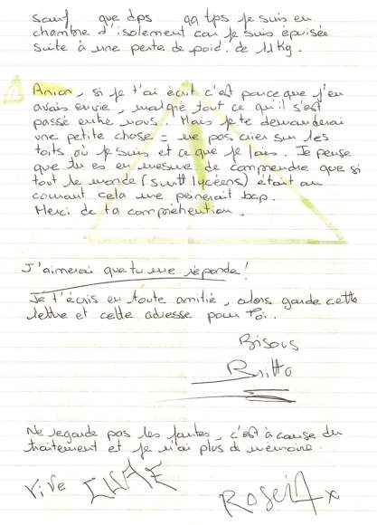 Lettre de Britta, janvier 1994