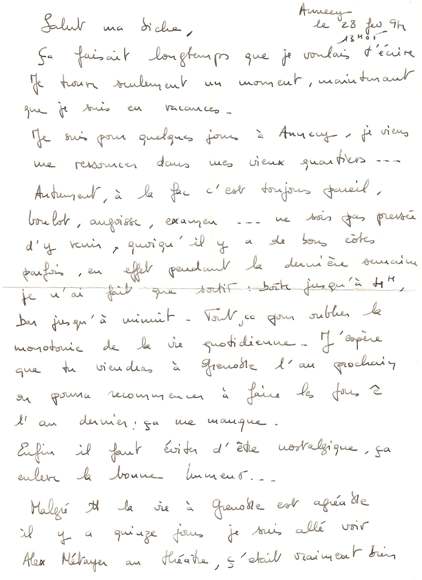 Lettre de Yann, février 1994