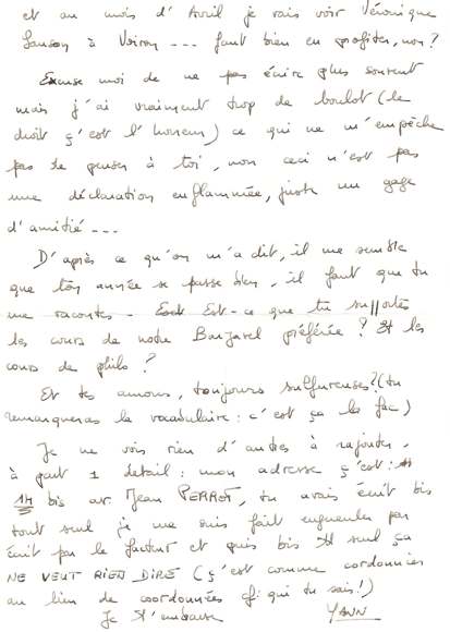 Lettre de Yann, février 1994