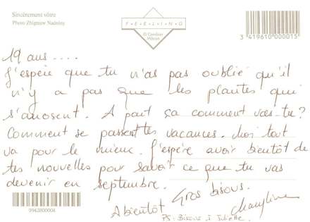 Lettre de Maryline, août 1994