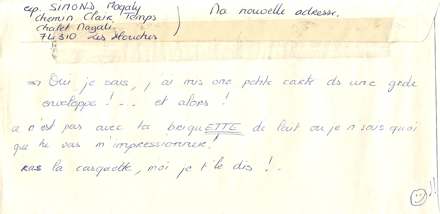 Lettre de Magaly, avril 1995