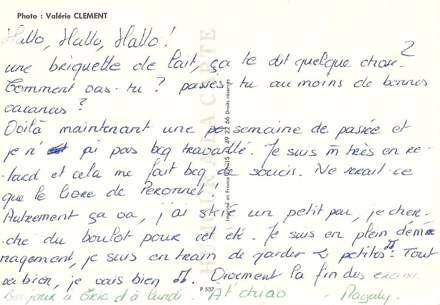 Lettre de Magaly, avril 1995