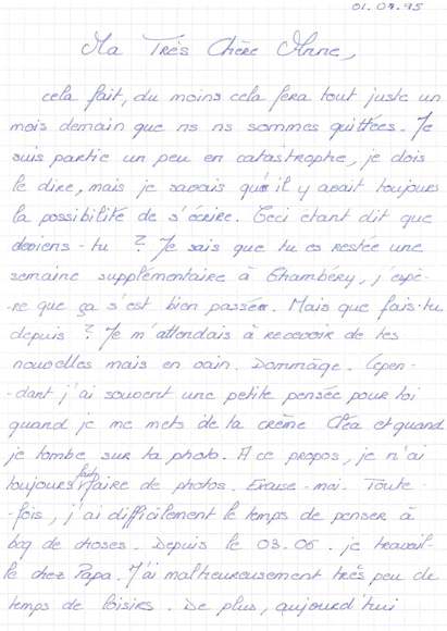Lettre de Magaly, juillet 1995