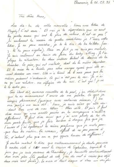 Lettre de Magaly, août 1995