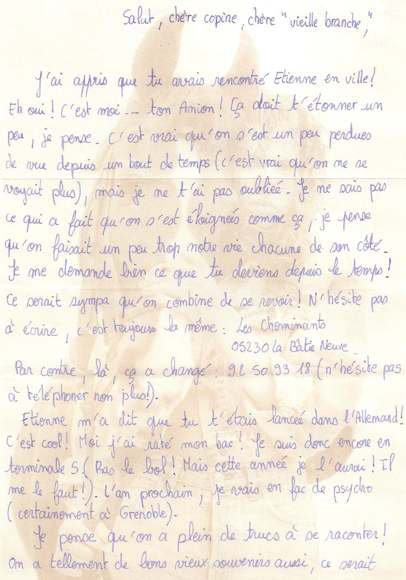 Lettre de Annie, octobre 1995