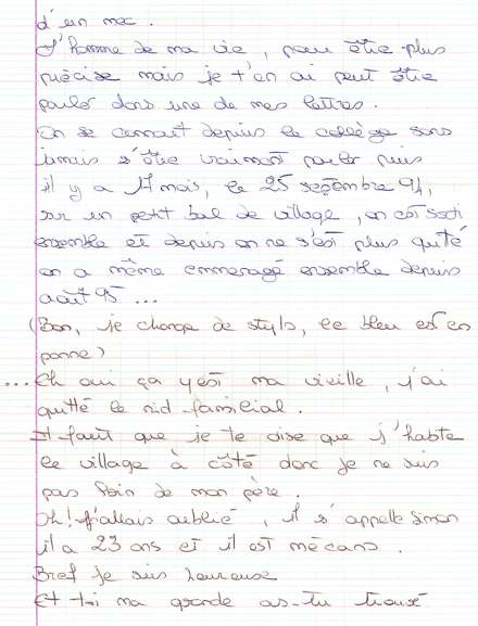 Lettre de Déborah, mars 1996