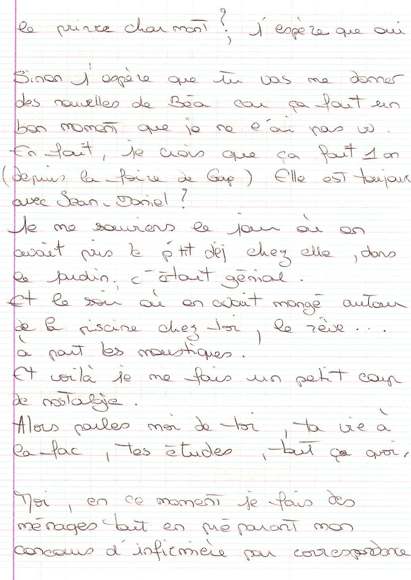 Lettre de Déborah, mars 1996