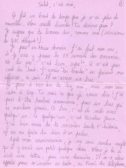 Lettre de Annie, mai 1996