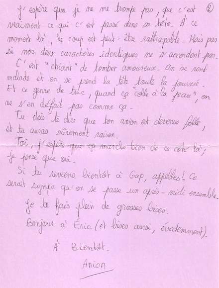 Lettre de Annie, mai 1996