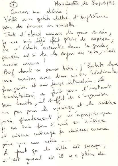Lettre de Yann, septembre 1996