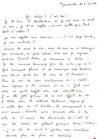 Lettre de Yann, février 1997