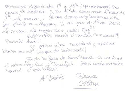 Lettre de Céline, octobre 1997