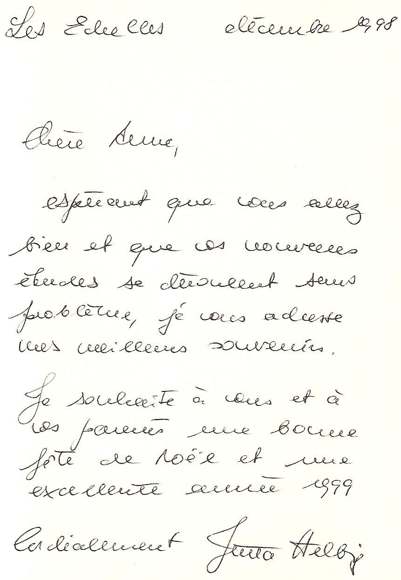 Lettre de Jutta Helbig, décembre 1998