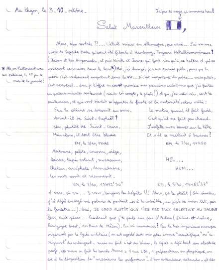 Lettre de Eric, octobre 1999