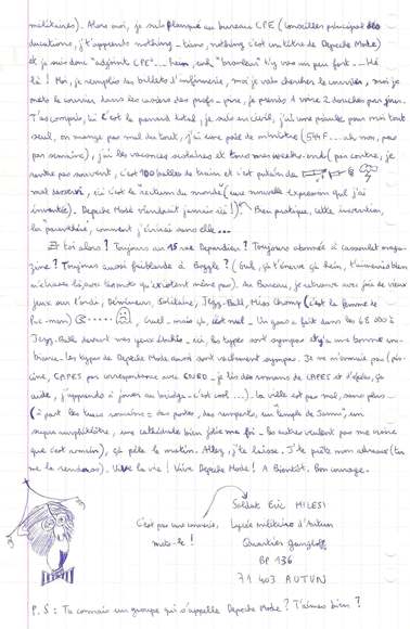 Lettre de Eric, octobre 1999