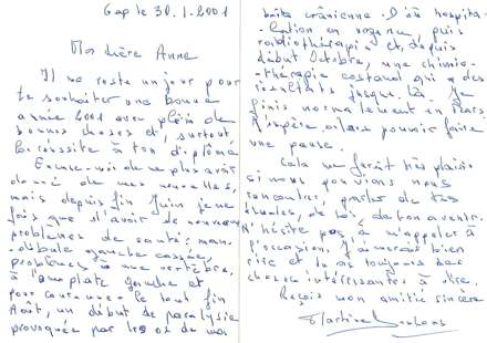 Lettre de Martine Deshons, janvier 2001