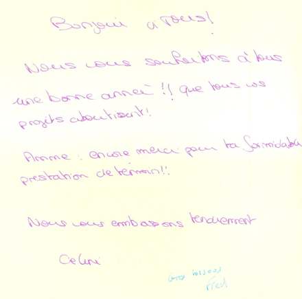 Lettre de Céline, janvier 2002