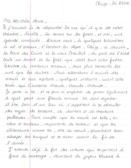Lettre de Sandrine, juin 2007