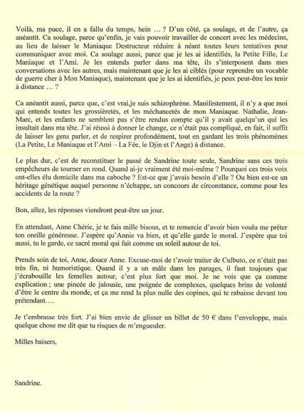 Lettre de Sandrine, février 2008