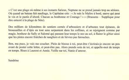 Lettre de Sandrine, février 2008