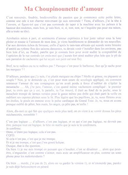 Lettre de Sandrine, mai 2008