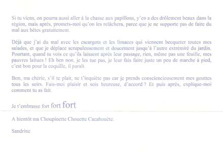 Lettre de Sandrine, mai 2008
