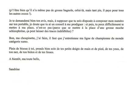 Lettre de Sandrine, mai 2008