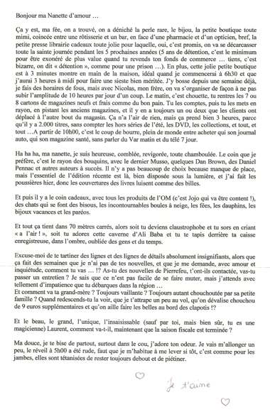 Lettre de Sandrine, juillet 2008