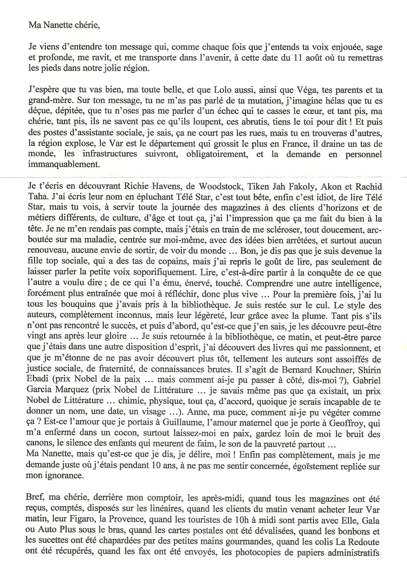 Lettre de Sandrine, juillet 2008