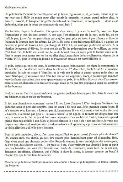 Lettre de Sandrine, septembre 2008