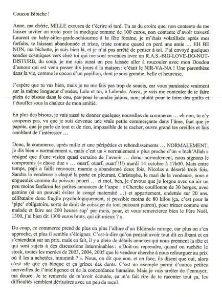 Lettre de Sandrine, octobre 2008
